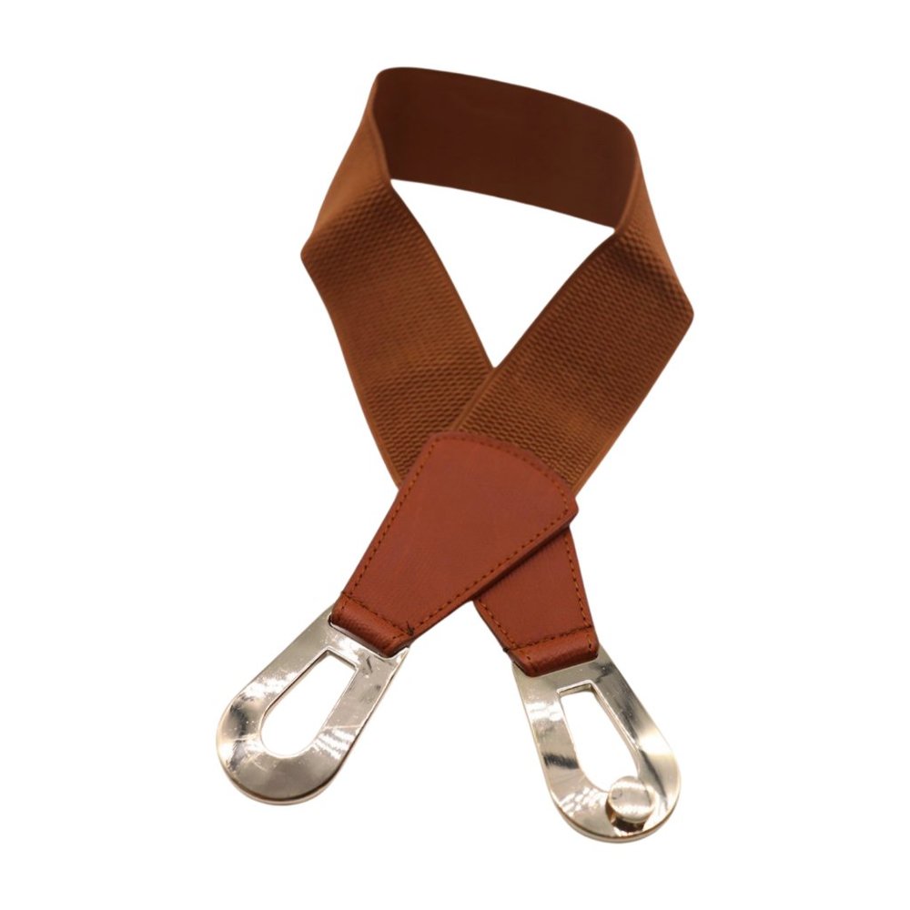 Women Brown Elastic Skinny Waistband Hip Waist Belt Gold Metal Buckle S M z046 - Picture 12 of 13